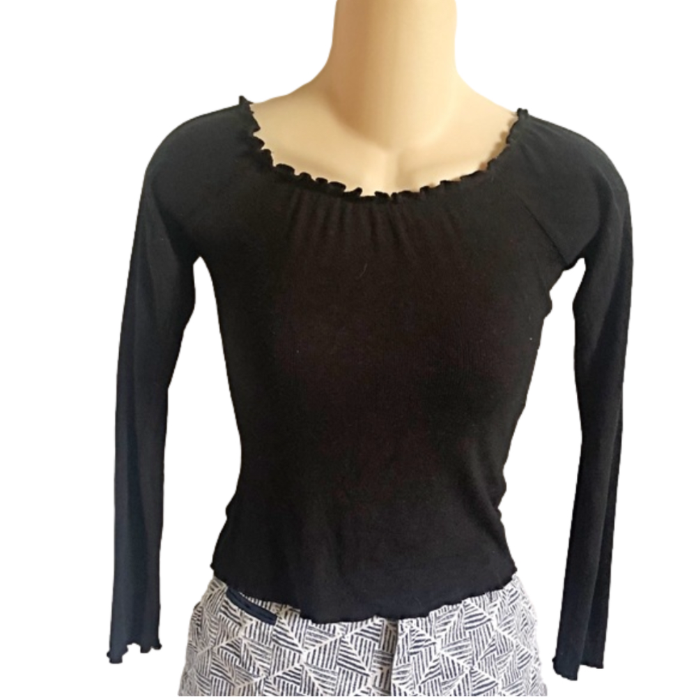 GARAGE Long Sleeve Black Top